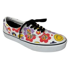 New Vans Hey You’re Awesome Low Top Canvas Sneakers Smiley Floral Women Size 8.5